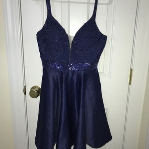 Hannah S Navy Blue Beaded Cocktail Dress